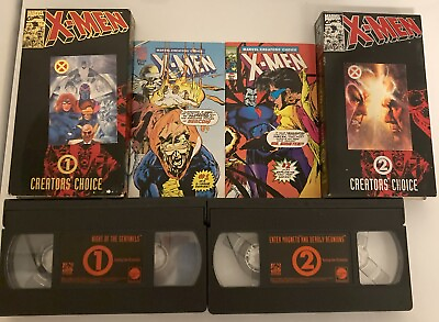 #ad X Men Creators Choice 1 and 2 with Trading Card VHS 1993 Pizza Hut MARVEL Comics $11.95