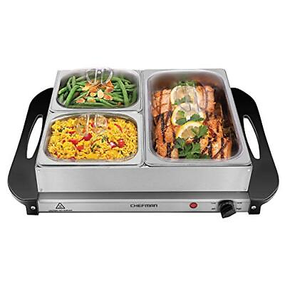 Electric Buffet Server Warming Tray W adjustable Temperature 3 Chafing Dishes $82.51