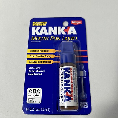 #ad KANKA Maximum Strength Benzocaine Oral Analgesic .33oz Mouth Pain Liquid Blistex $5.00