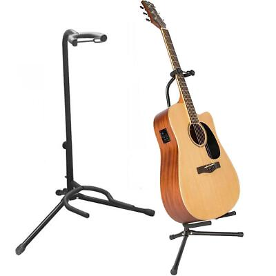 #ad New Tubular Acoustic Electric Bass Guitar Stand Holder Black $11.59