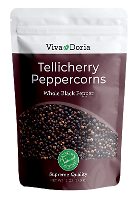 Viva Doria Tellicherry Peppercorn Whole Black Pepper for Grinder Refill 12 oz $12.99