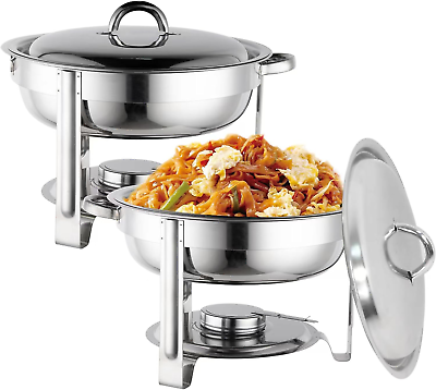 #ad round Chafing Dish，5Qt Stainless Steel Chafers and Buffet Warmers ，W Water Pan $106.20