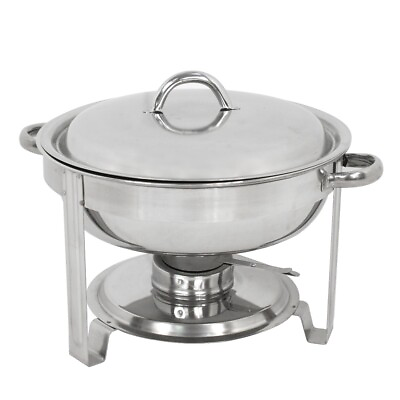 2 Pack 5 Quart Stainless Steel Round Chafing Dish Full Size Buffet Catering $74.58