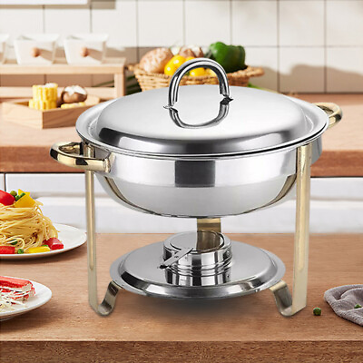 Round Chafing Dish Container Buffet Food Warmer Roll Top Chafer Stainless Steel $50.03