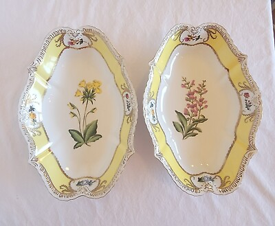 #ad Vtg Chelsea House Handpainted Porcelain Decorative Serving Dishes Botanical $175.00
