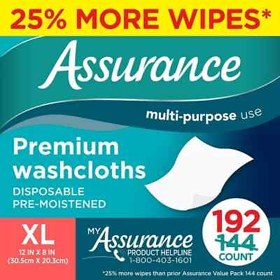 #ad Assurance Premium XL Disposable Washcloths 192 Ct $11.99