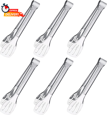 #ad Serving Tongs 7Inch Buffet Tongs Stainless Steel Food Tong Small Serving U 6Pc $12.98