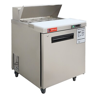 27#x27;W Stainless Steel Refrigerator Sandwich Salad Food Prep Table With 8 Pans $1468.00