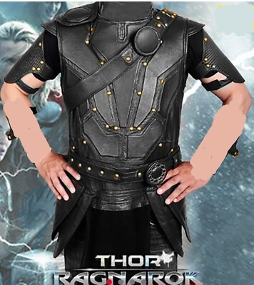 #ad Thor Ragnarok Black Faux PU Leather Vest Jacket $69.99