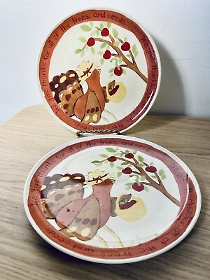 #ad Pottery Barn Kids Thanksgiving Turkey Tree Pumpkin Plates 9quot; Melamine Set Of 2 $24.00