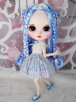 Blythe doll Make up Dudu mouth sleep eyes Blue white hair Factory Joint Body 12quot; $112.99