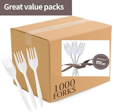 #ad 1000 Pack Plastic Forks for Catering Food Stands Takeaway Take out Fast Food $23.97