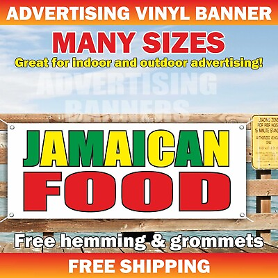#ad JAMAICAN FOOD Advertising Banner Vinyl Mesh Sign Carnival food buffet bar $189.95