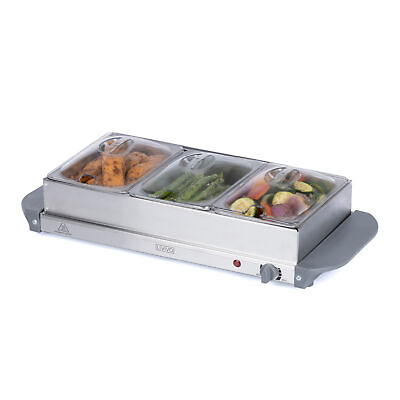 #ad 3 Pan Food Warmer Buffet Server Hot Plate 3 Tray Adjustable Temperature 300W GBP 34.94