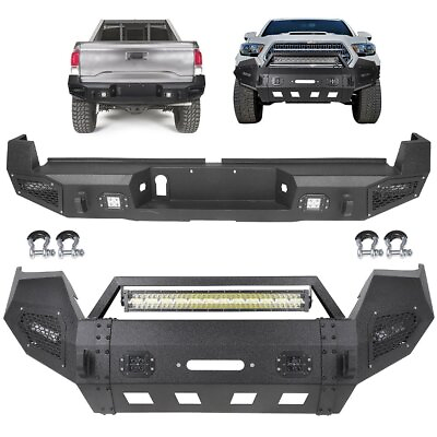 #ad Front Rear Bumper Full Guard w LED Lights D rings for 2016 2019 Toyota Tacoma $439.76
