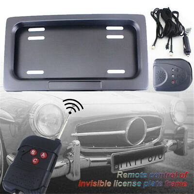 1 Set Electric Car License Plate Number Plate Frame Cover Black Remote Control $46.99