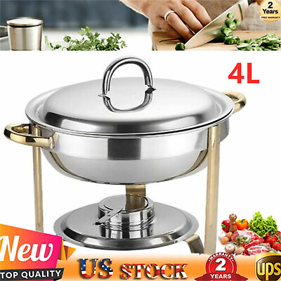 #ad Stainless Steel 4 L Round Chafing Dishes Food Warmer Tray Buffet Catering $22.80