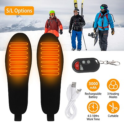 #ad 3000mAh Winter Rechargeable Heated Insoles Feet Insoles Electric Foot Warmer $40.39