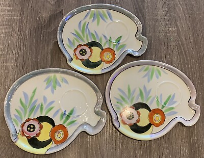 Tropical 7” Pottery Plates Lot of 3 “Free Shipping” $29.99