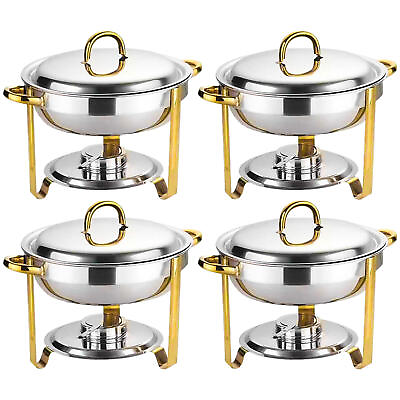 #ad 4 Pack Chafing Dish Food Warmer Stainless Steel Buffet Set Party Food Trays $214.36
