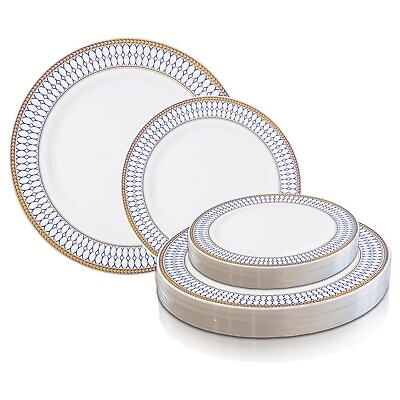 #ad Disposable Plastic Plates Dinner Party Wedding Salad Round Chords Design 120pcs $141.99