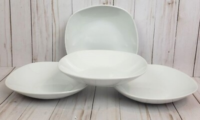 #ad Tabletops Gallery Quinto Salad Soup Bowls Square 8 1 2quot; Lot of 4 White $26.99