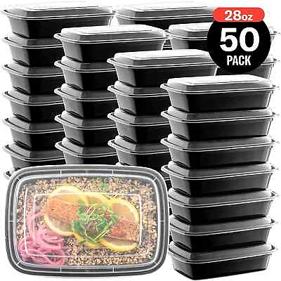 Meal Prep Plastic Microwavable Food Storage Containers with Lids 28oz Lunch Boxe $14.99