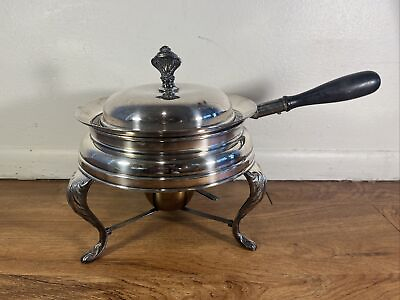 #ad Vintage Silverplate Chafing Dish With Stand excellent large $22.09