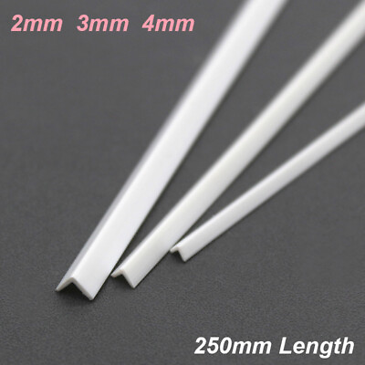#ad L Type ABS Plastic Bar Angle Strip Rod 250mm Length Scratch Building 2mm 3mm 4mm $36.39