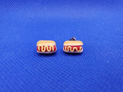 #ad #ad Miniature Food Hot Dog with Mustard Stud Earrings Gag Gifts BBQ Summer Silly $7.95