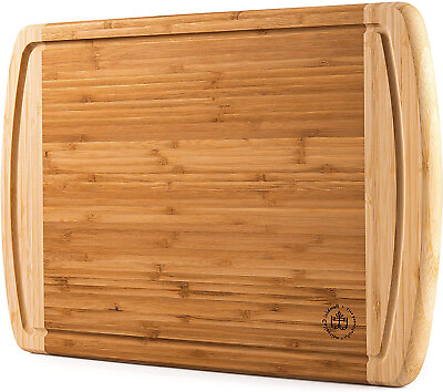 Large Bamboo Kitchen Cutting Board Wood Chopping Board Butcher Block 18x 12 $21.99