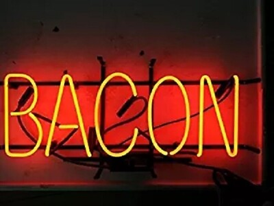#ad #ad 24quot;x12quot; Neon Sign Bacon Food Light Lamp Tube Glass Workshop Garage Collection $221.30