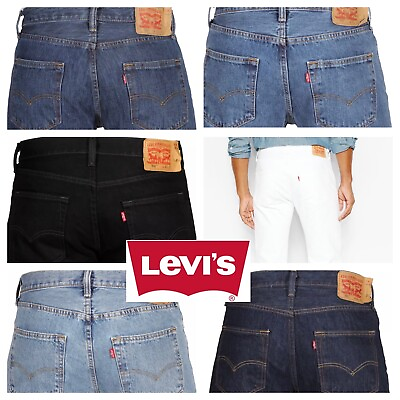 Levis 501 Original Fit Jeans Straight Leg Button Fly 100% Cotton Blue Black $54.93