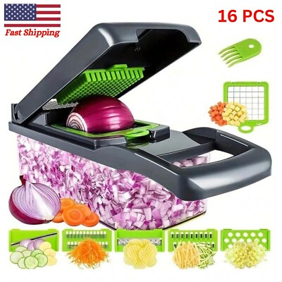 #ad 16 in 1 Vegetable Slicer Multifunctional Fruit Chopper Onion Dicer Kitchen Tools $12.99