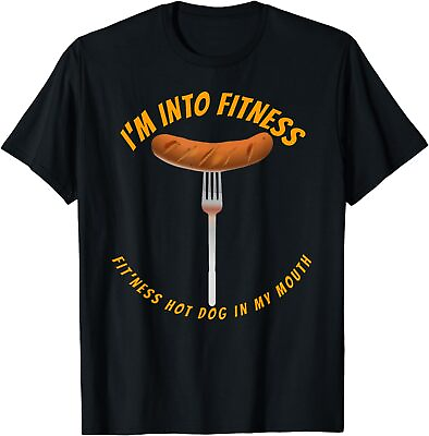 #ad NEW LIMITED I#x27;m Into Fitness Fitness Hot Dog In My Mouth Funny T Shirt S 3XL $24.64
