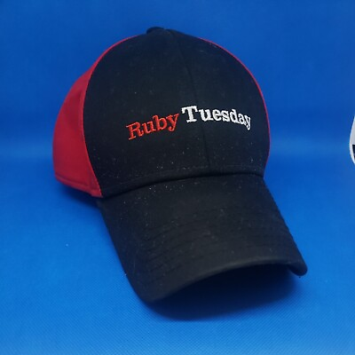 #ad Ruby Tuesday Red amp; Black Employee Baseball Hat OSFM Adjustable Hook amp; Loop $5.00