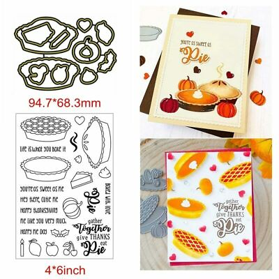 #ad Pumpkin Pie Cake Letter Food Metal Cutting Dies Clear Stamps Scrapbooking Card $23.20
