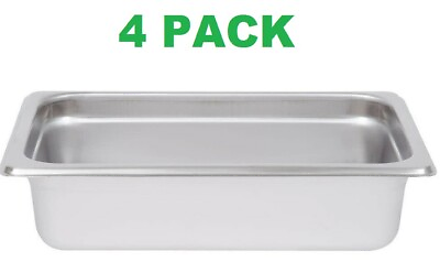 4 PACK 1 4 Size Stainless Steel 2 1 2quot; Deep Steam Prep Table Food Pan Salad Bar $44.70