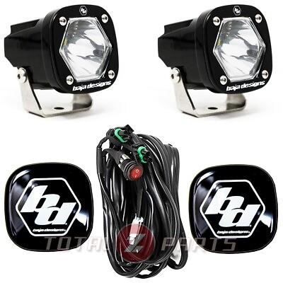 #ad Baja Designs® S1 LED Lights Clear Spot Pair 387801 w Rock Guards amp; Wire Harness $254.85