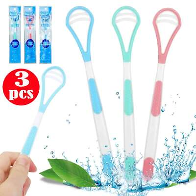 #ad 3 Pcs Tongue Scraper Cleaners Oral Hygiene Tool Fresh Breath for Adults amp; Kids $5.79