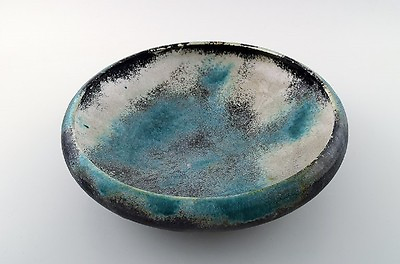 #ad Jens Thirslund 1892 1942 Unique Kähler bowl decorated with green glaze $540.00