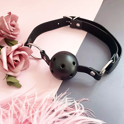 PU Leather Harness Belts Open Mouth Ball Gag Bondage BDSM Oral Plug Breathable $7.99