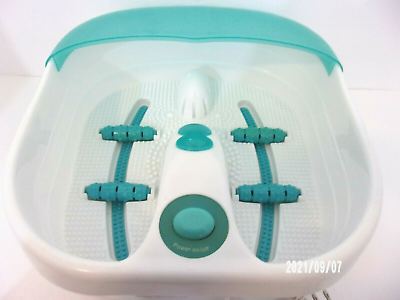 #ad Bubbling Foot Spa Electric Bath Foot Massager Green White Detox Tub TESTED $64.82