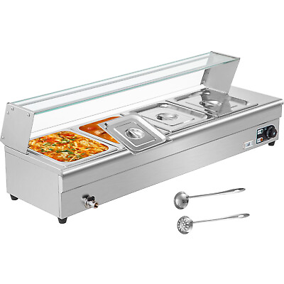 VEVOR Commercial Food Warmer 4 Pan Steamer Table Buffet Pan Bain Marie 1500W $198.99