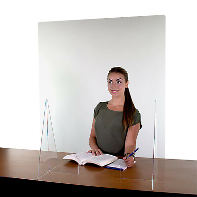 Sneeze Guard Acrylic Plexiglass Table Desk Checkout Counter Shield 35.5H x 29.5W $34.85