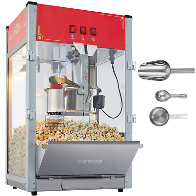 VEVOR Popcorn Popper Machine 12 Oz Countertop Popcorn Maker 1440W 80 Cups Red $254.99