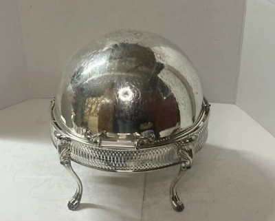 #ad Vintage Eton Silverplated Roll Top Domed Chafing Dish w Pyrex Dish amp; Burner $200.00