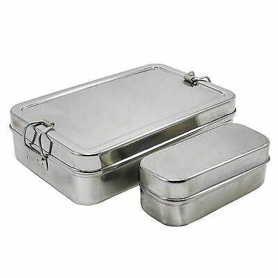Stainless Steel Lunch Box Tiffin Box Rectangular Carrier Set Food Container $20.49