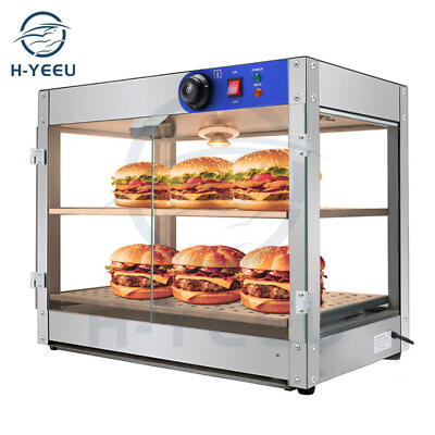 2 Tier Countertop Food Warmer Commercial Heat Food Pizza Display Case Warm 750W $187.99