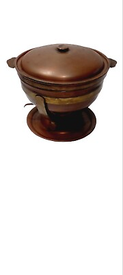 #ad #ad 5 Piece Copper Chafing Dish Pot Large EMPRESS WARE Solid Heavy Vintage Antique $45.00
